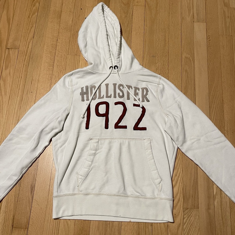 Y2K Vtg Hollister California 1922 Pullover Hoodie Women's Large White Spell Out - Picture 2 of 8